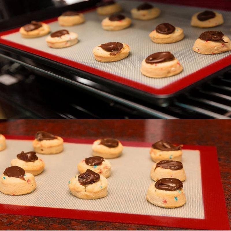 [UK Seller] 2 Silicone Baking Mat Sheet Set Oven Tray Liners Roll Mat Sheet Tray Liner Non Stick Cookie Sheets Professional Grade Bakeware Oil Cake Pastry Washable 8