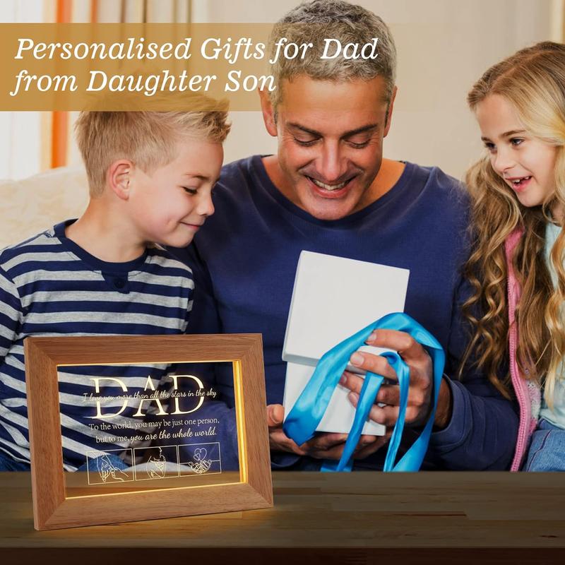 Fathers Day for Dad Birthday Gifts from Daughter Son, Christmas Dad Gifts for Men Night Light Frame with Grateful Sayings Gifts for Daddy Dad Gifts for Birthday Christmas Presents [Energy Class F] Fathers Day Best Trending Gift 5