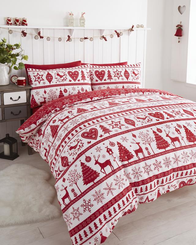 Noel Duvet Cover Set Christmas Bedding Festive Xmas Decor 5