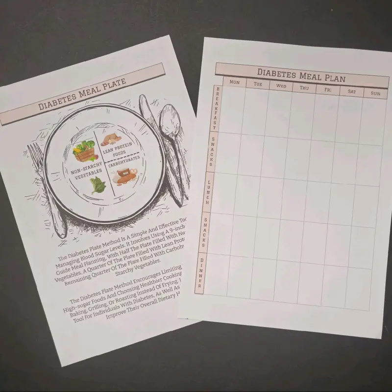 Diabetes Meal Plan, Food Chart, Grocery list, BM Blood Sugar log, Diabetic food list, Meal Planner, Diabetic Diet 5