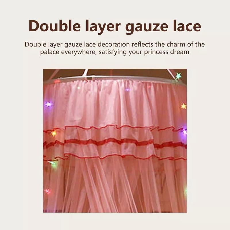 Kids Baby Bed Canopy Bedcover Mosquito Net Curtain Bedding Dome Tent LED Light - Lightweight and Breathable 6