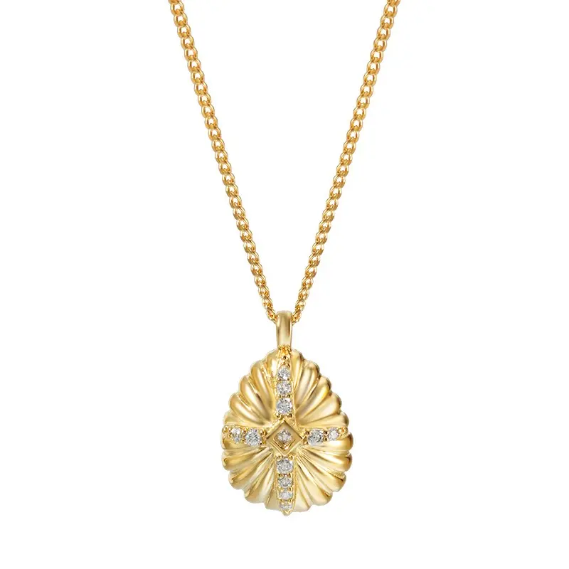 sterling silver golden oval with cross