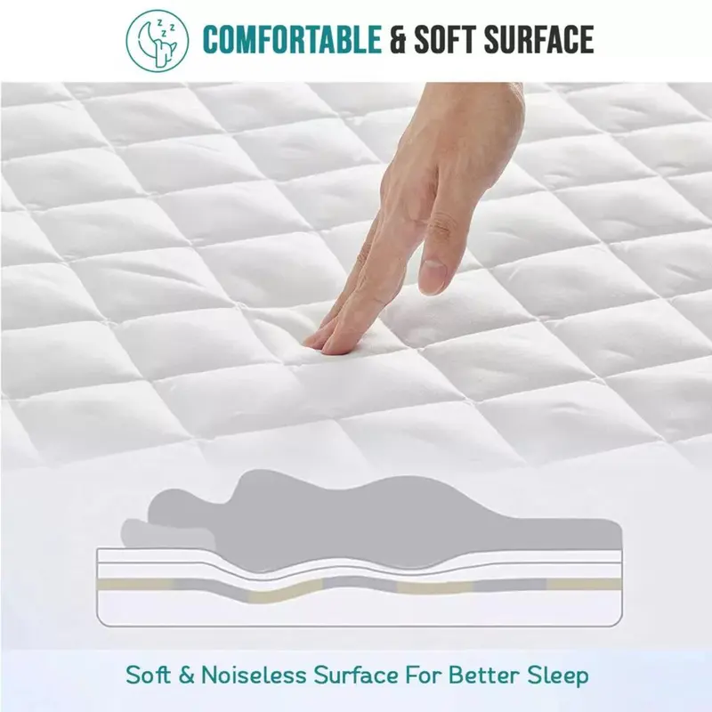 Extra Deep Quilted Mattress Protector 100% Cotton Extra Deep Fitted Cover for All Sizes Breathable Anti-Allergy 2