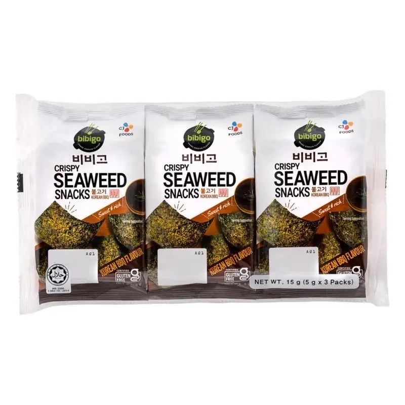 Bibigo Crispy Seaweed Snacks (Korean BBQ Flavour) Savory Crunchy