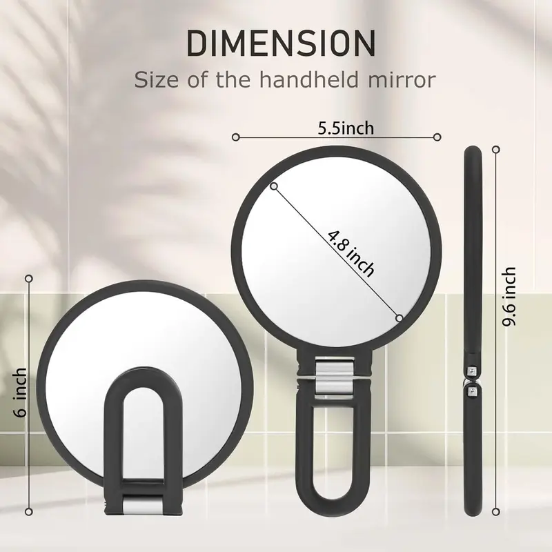 CLSEVXY Magnifying Handheld Mirror Double Sided, 1X 15X Magnification Mirror, Travel Folding Hand Held Mirror, 360°Rotation Pedestal Makeup Mirror Vanity Mirror 2