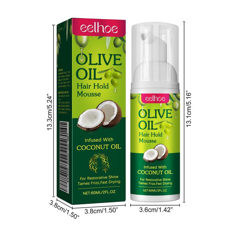 Product Introduction of EELHOE Olive Oil Hair Hold Mousse, Curly Hair Styling Moisturizing And Curling Style Durable Frizz Proof Mousse 1