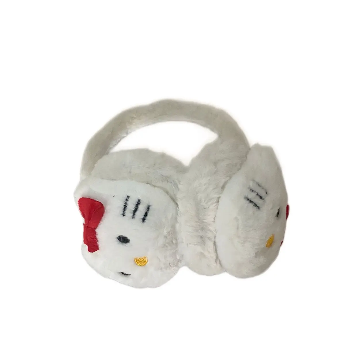 Sanrio Hellokitty Plush Earmuffs for Women - Cartoon Style, Lightweight, Polyester Material, Hand Wash Only