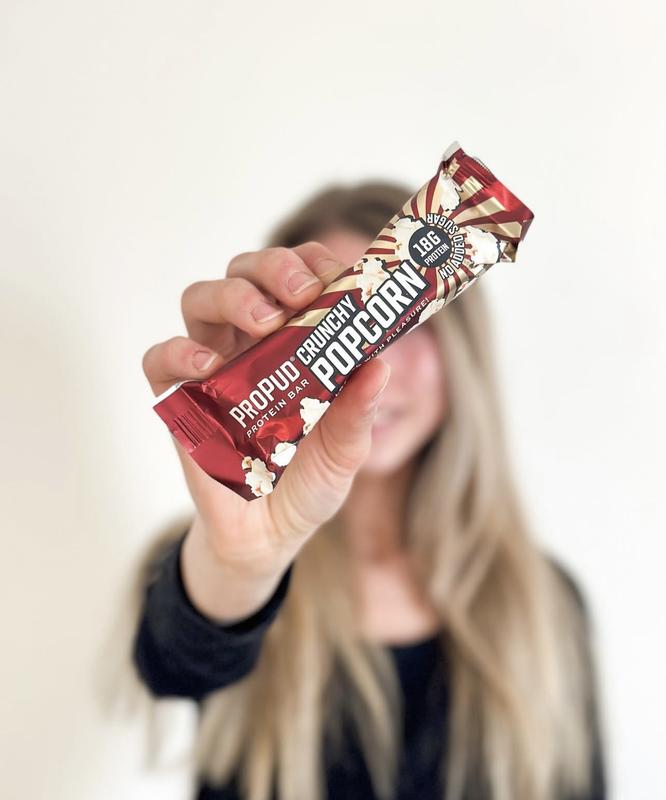 ProPud Crunchy Popcorn High Protein Bar 18g Protein (12x55g), Topped With Crispy, Roasted Corn And Covered With Milk Chocolate, No Added Sugar, Perfect Pre and Post Workout Nutrition 4