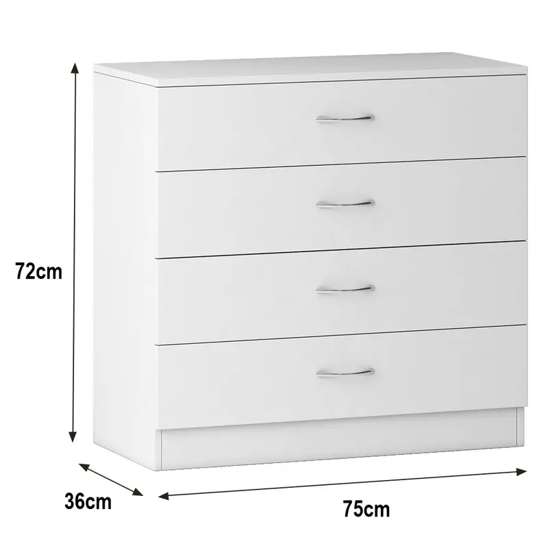 Sundaze Chest of 4 Drawers with Handles Storage Cabinet Bedroom Furniture 75x36x72cm 2