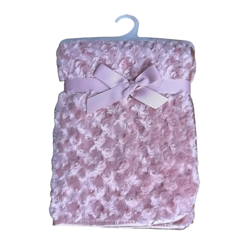 Soft Fleece Baby Wraps – Satin Trim, 76x100cm – Available in Blue, White, Pink, Rose Gold, Grey (100% Polyester) 3
