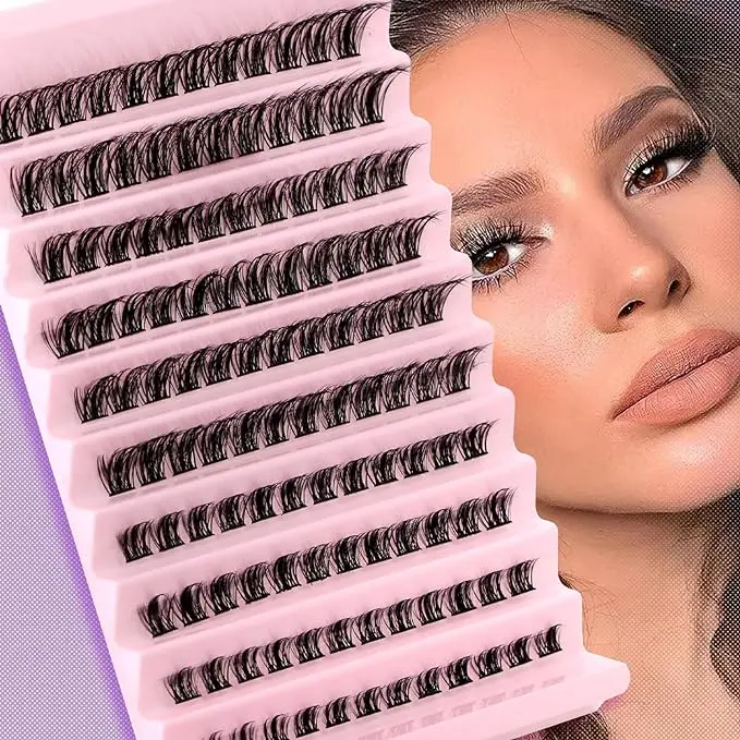 Lash Clusters 120Pcs DIY Eyelash Extenisons Natural Look Wispy Clusters Lashes 8-16MM D Curl Individual Lashes DIY at Home Wispy Fluffy Lash Extensions Reusable Individuals DIY at Home Makeup Eyelashes Extensions Eyelash Extensions