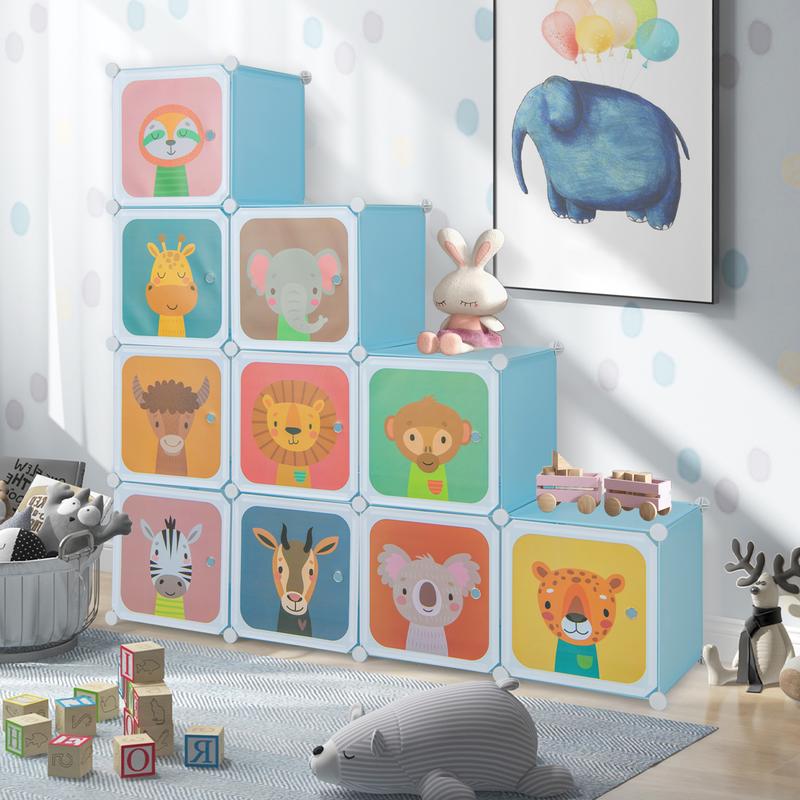 COSTWAY 12 Cube Portable Kids Wardrobe with Hanging Section 8
