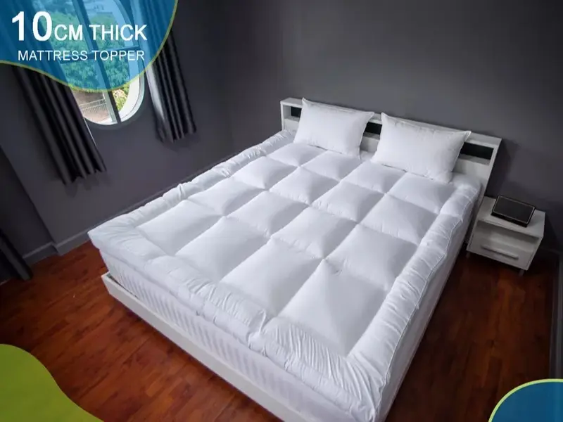 10cm Thick Foam Quilted Mattress Topper with Strong Elastic Bands and Premium Hollow Fiber Filling 4