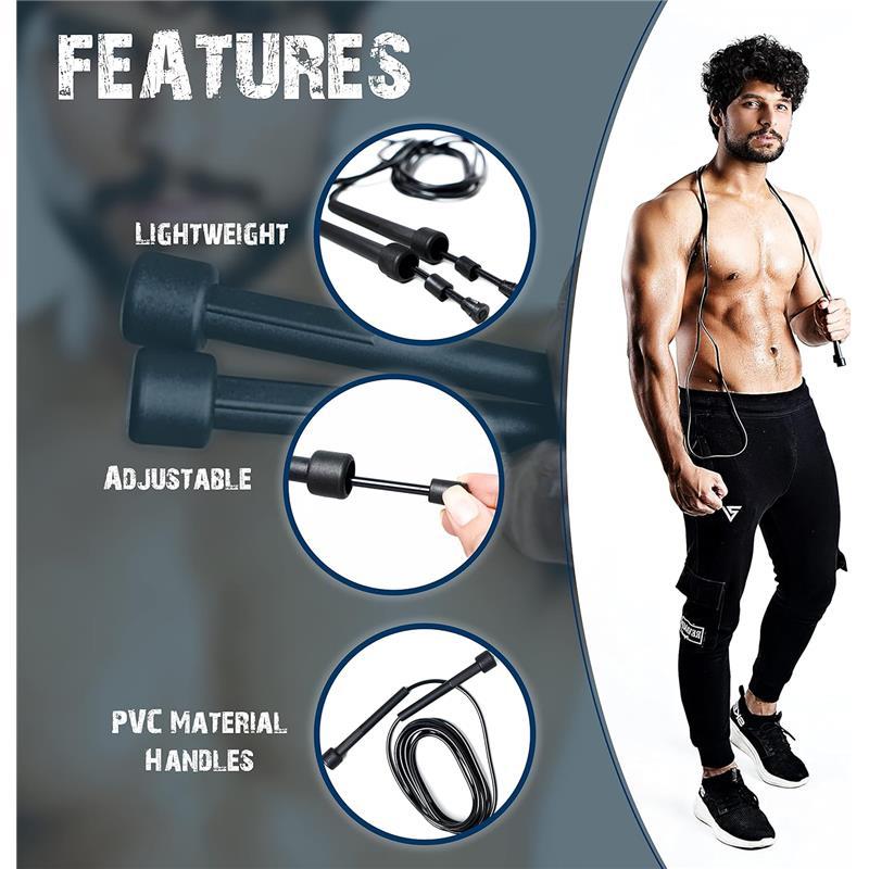 Adjustable Skipping Rope for Adults, Men, Women & Kids – Speed Rope for Fitness, Fat Burning, Boxing, Home Exercise with Non-Slip Handle 2
