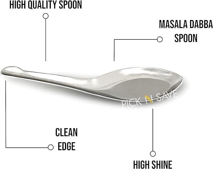 Small Mini Measuring Spoons, Stainless Steel, Perfect for Spice Jars, Masala Dabba Spice Spoon, Storage Tins, Coffee, Tea, Condiments, Sugar, Honey, Milk Powder, Ice Cream - Set of 6 Cutlery Tableware Teaspoon 4
