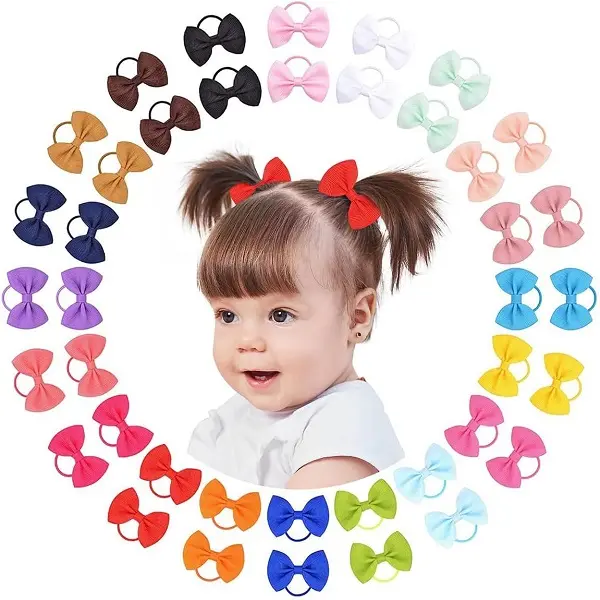 40PCS 2" Baby Hair Ties - Boutique Tiny Elastic Ponytail Rubber for Girls, Kids Fashion Accessories hair  tie