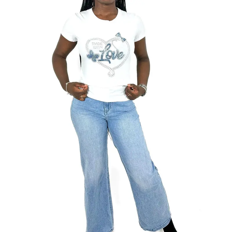 Made With Love Diamante T-Shirt 3