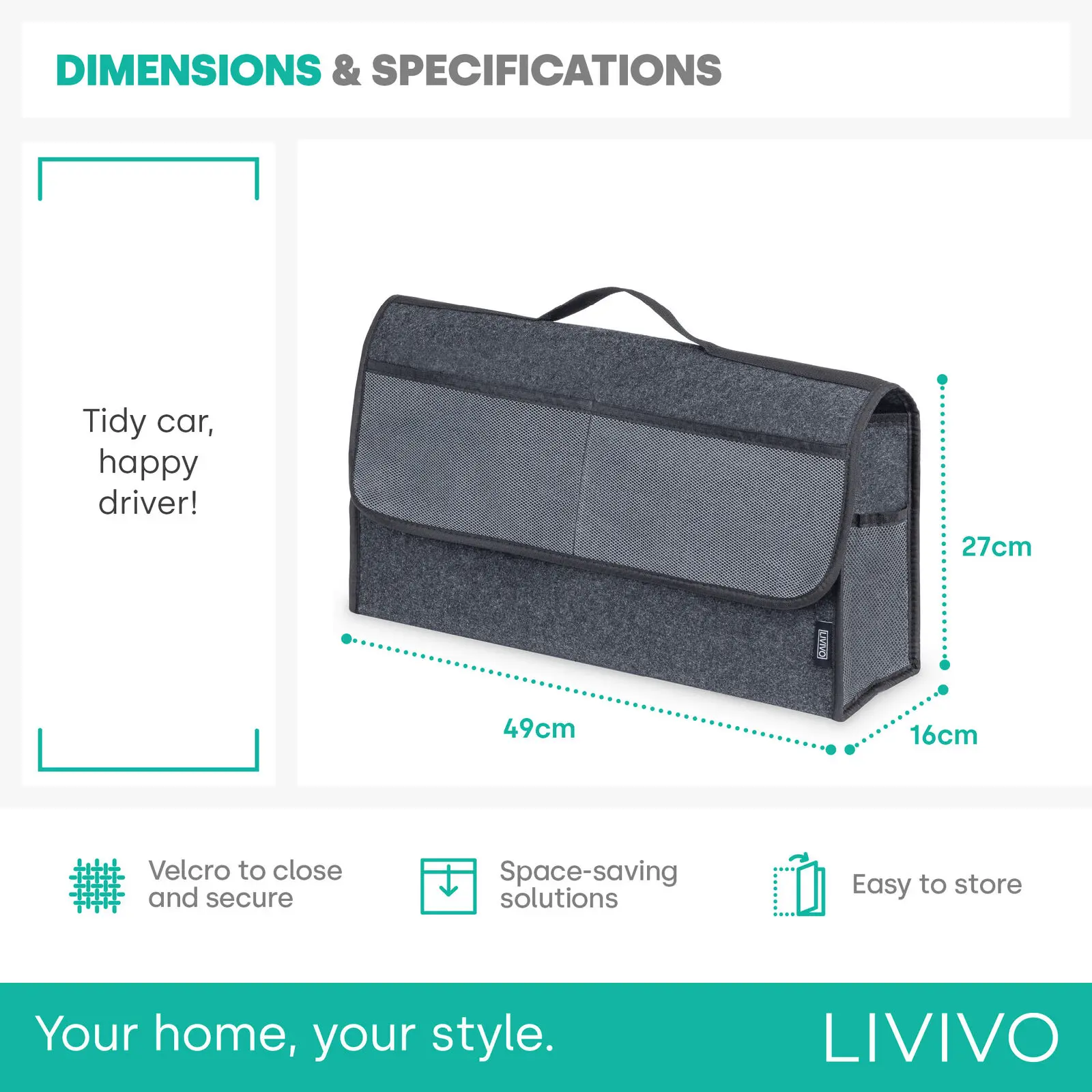 Portable Car Storage Box Foldable Car Trunk Storage Bag Storage Organizer Bag