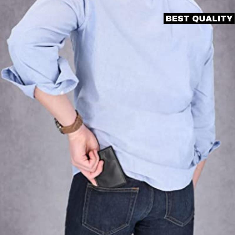 Designer Mens Leather Wallet - 1 ID Window - 1 Coin Zip Pocket - 2 Note Compartment - 5 Credit Card RFID SAFE Contactless Card Blocking ID Protection 8