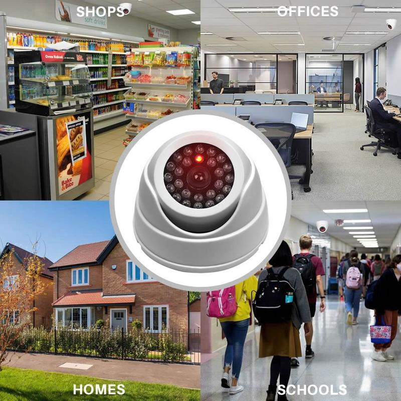 2x Dummy CCTV Cameras, Outdoor Fake Security Dome Camera With Flashing LED Lights, For Home And Business 3