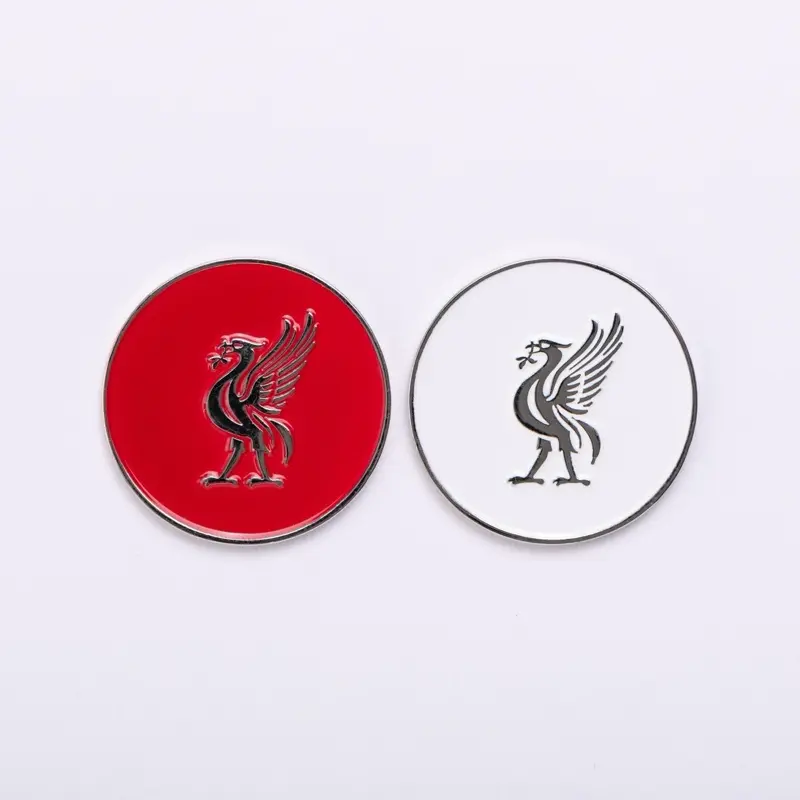 CaddyGolfStamps Liverpool Liverbird Football Design Premium Double-Sided Golf Ball Marker for Putting Green (2 Pack)