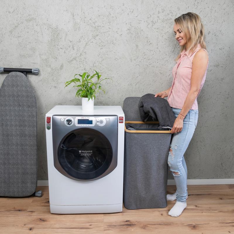 CRAXTER Large Laundry Basket with Lid – 110L Washing Basket for Laundry with Bamboo Handles and Removable Laundry Bag, Foldable Laundry Hamper for Dirty Clothes Slim Laundry Bin Storage Basket (Grey) Organiser 8