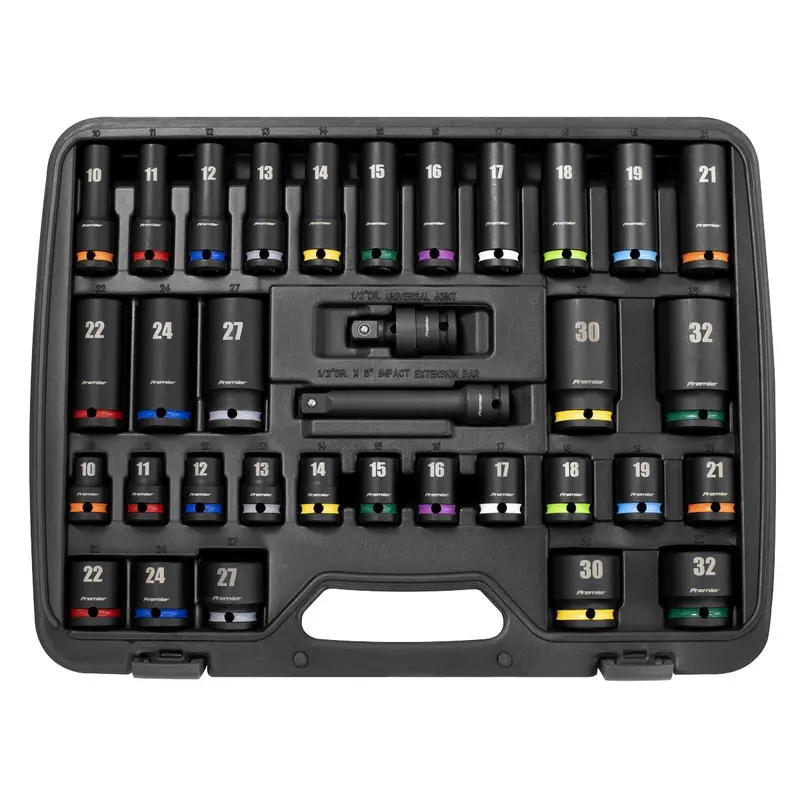 Sealey Premier Impact Socket Set 1/2"Sq Drive 34pc Colour Coded 3