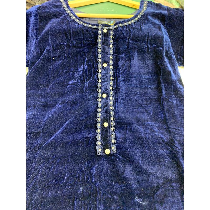 KHADIJAH’S | Embroidered Fancy Velvet 3pc Readymade | KJ165 (Navy) 1