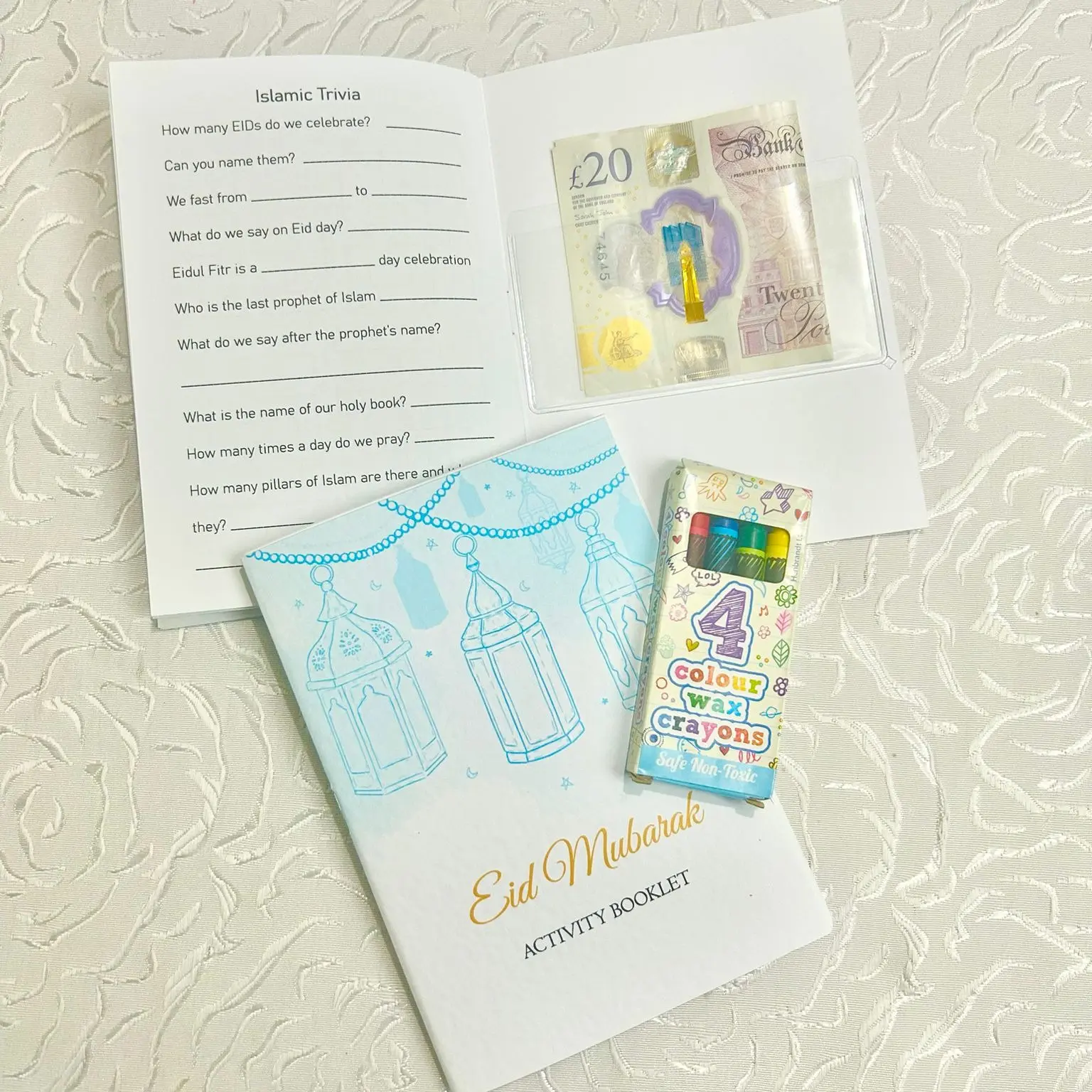 Eidi Activity Booklet for Children plus Eid Money Envelope/Wallet inside (2 in 1) - Fun & Engaging way to learn about Eid x 1