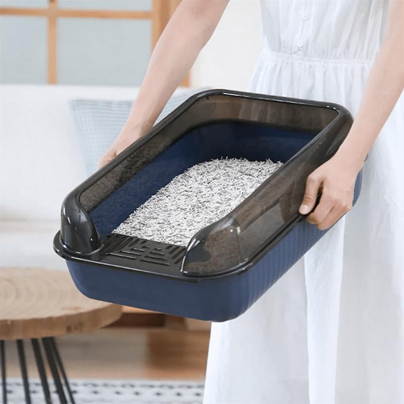 Extra Large Open Cat Litter Box Deep Pan Anti-Splashing Cat Toilet Potty Tray,Anti-Splash Cat Litter Box, Semi-Closed Litter Pan, Litter Box Cleaning Products 1