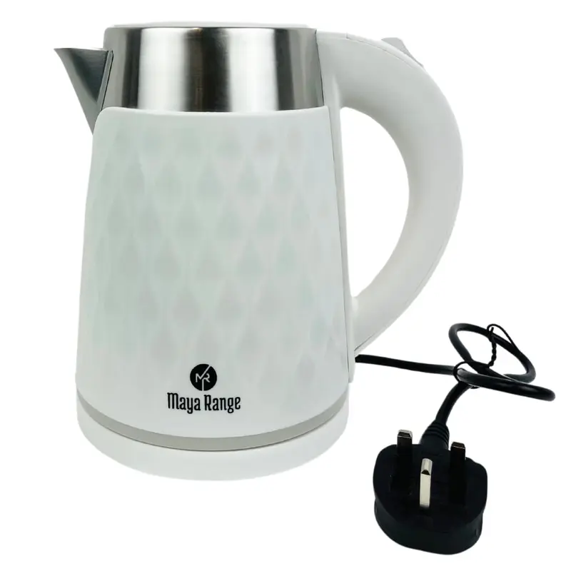 Maya Range Honey Comb 1.8L Cordless Electric Kettle, 2.2kW Fast Boil, Black Premium Plastic, Removable Anti-Scale Filter, Push Button Lid, Perfect Pour Spout, Stainless Steel Interior (White) 1
