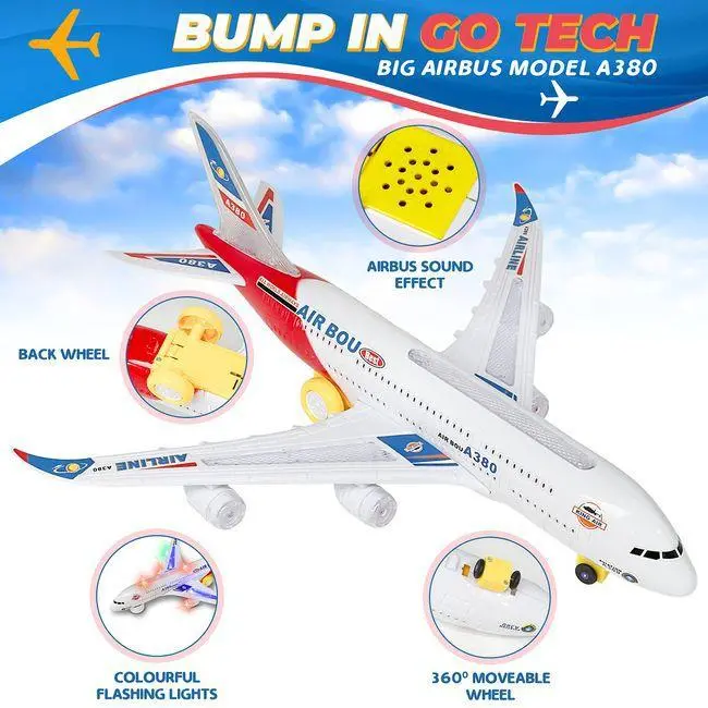 Airplane A380 Kids Electric Light & Sound Bump & Go Toy - Perfect Xmas Gift 5