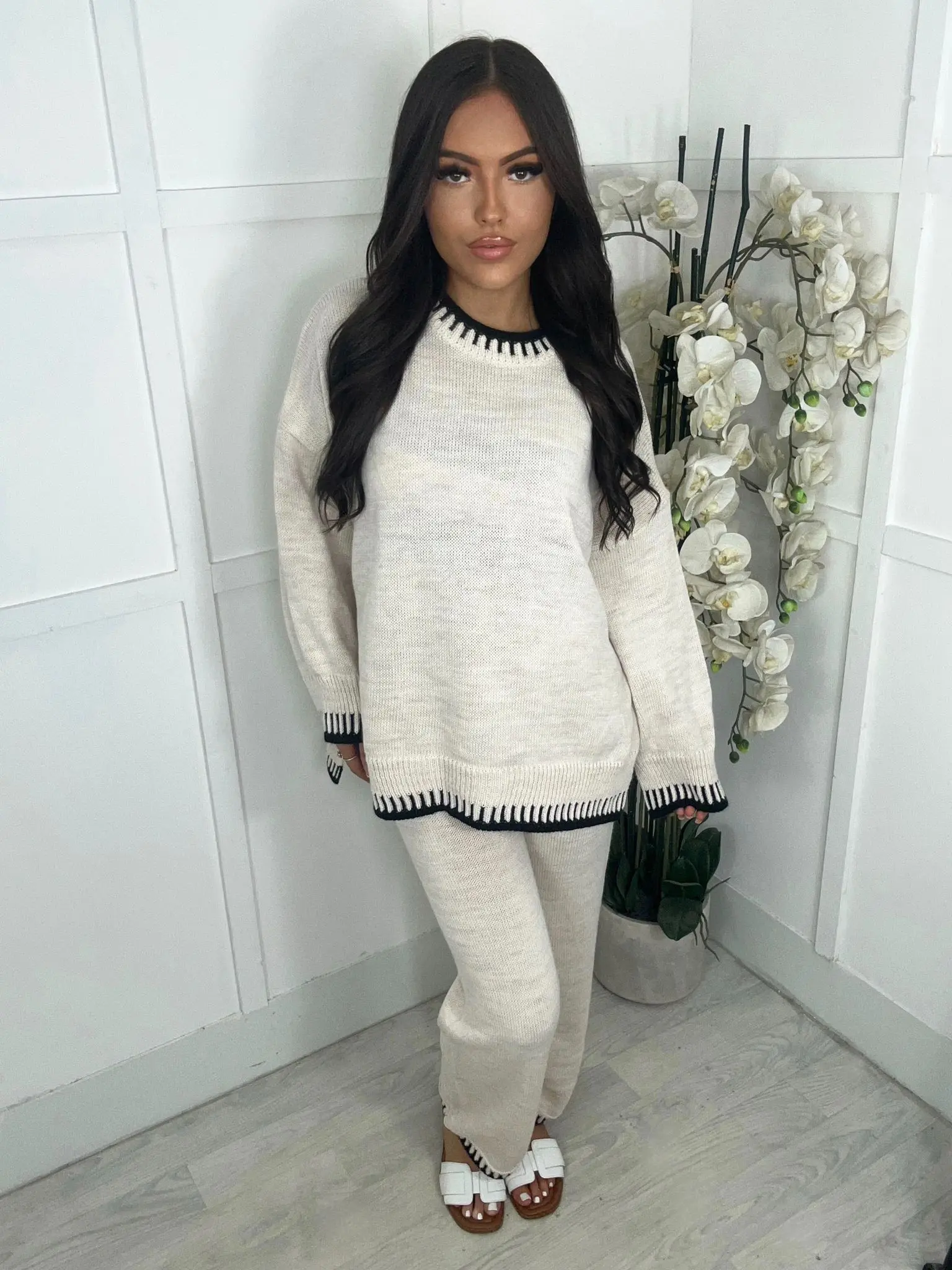 SASHA STITCH KNITTED WIDE LEG SET
