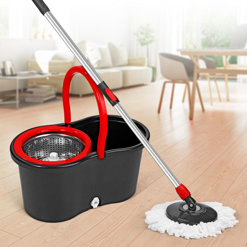 Vinsani Spinning Mop And Bucket Set Floor Cleaning Wet & Dry Rotating Cleaning Mop with 2 Microfibre Mop Heads Drain and Extendable Handle for Home Office (Spin Mop + Bucket + 2 Mop Heads Set) 5
