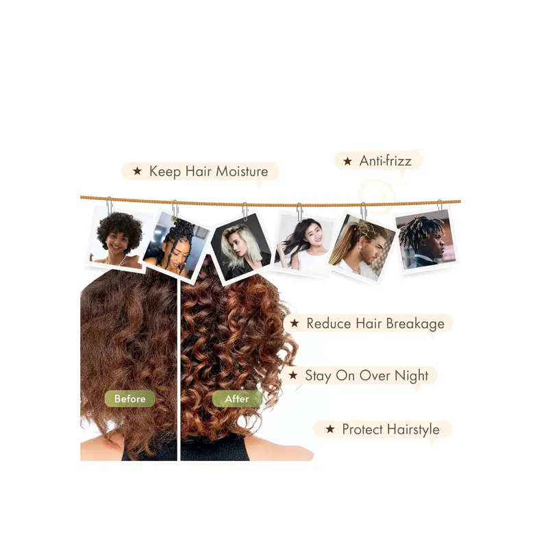 Sleeping Silk Head Cover with Tie Band Hair Wrap Silk Sleep Cap for Curly Long Braid Tresse Haircare 2
