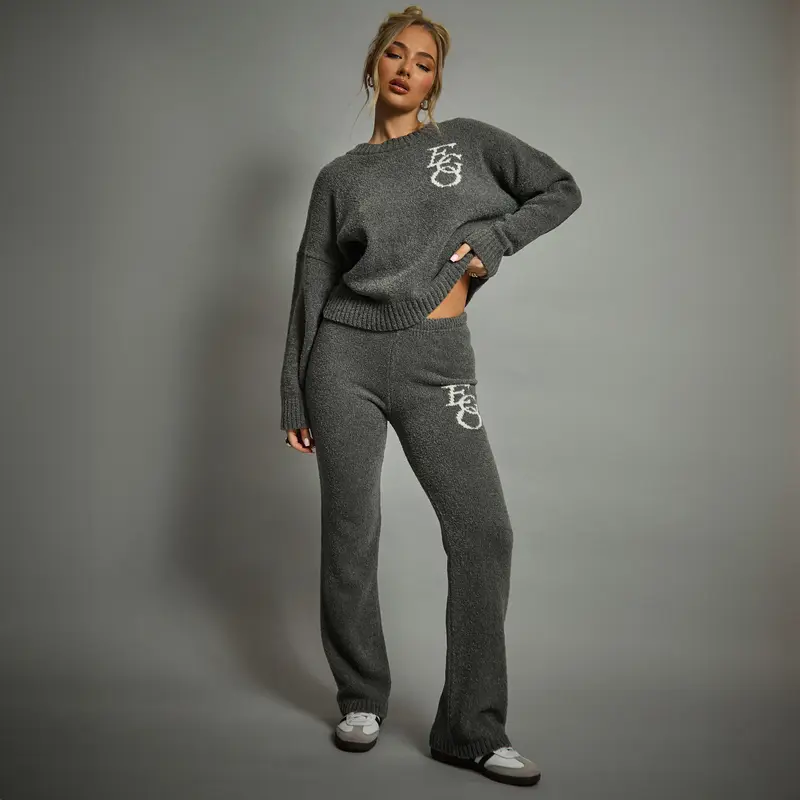 Mid Waist Ego Graphic Straight Leg Trousers 3