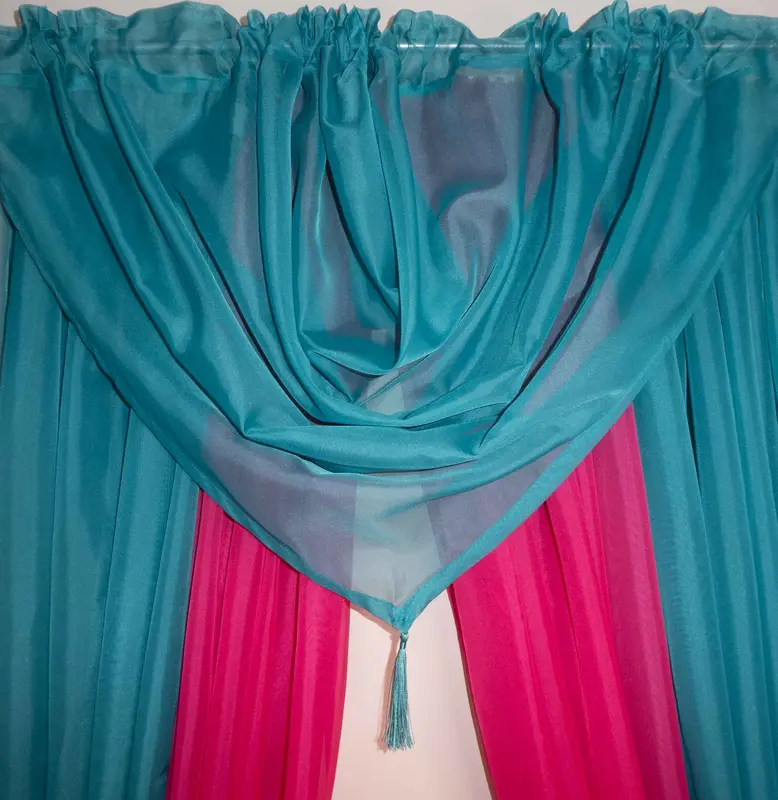 Tasselled Voile Swags 55cm Wide x 45cm Drop in Fashionable Colours curtain tiebacks 2