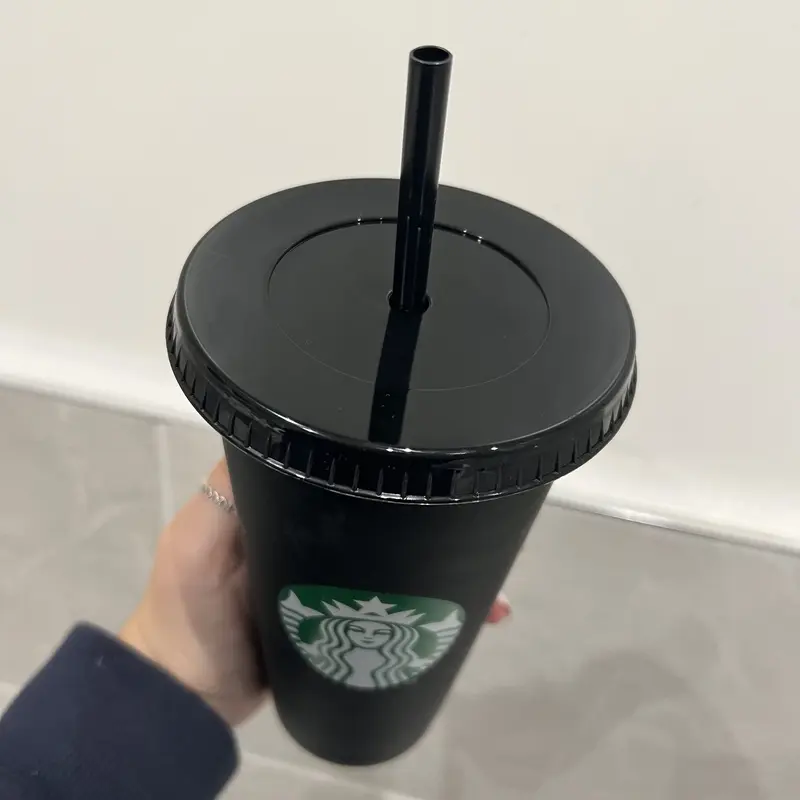 Reusable Uk Starbucks Cold Cup Tumbler-Black w/ Lid & Straw 24oz-NEXT DAY DISPATCH - Coffee Cup - Frosted - Bulk buy - Personalised Option Available Bottle Drinkware 3