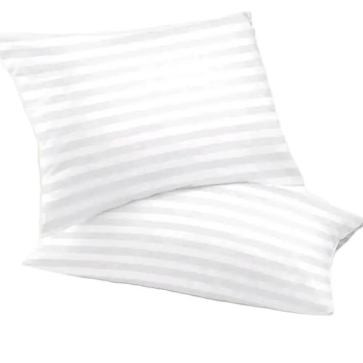 BHS Stripe Bounce Back Pillows Set of 2 - Hotel-Quality Blended Cotton, Medium Support for Back and Side Sleepers 1