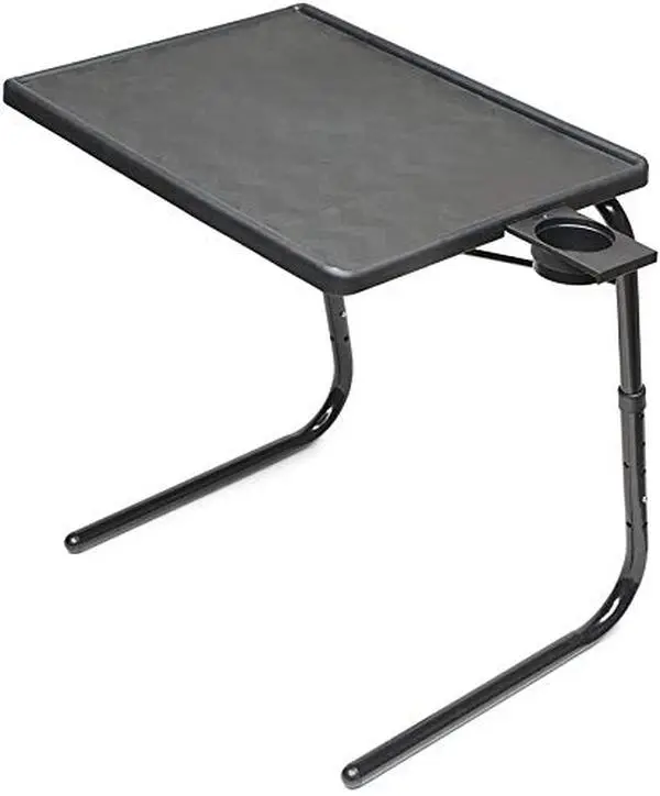 Adjustable Folding Breakfast Table Meal Mate with Cup Holder Black