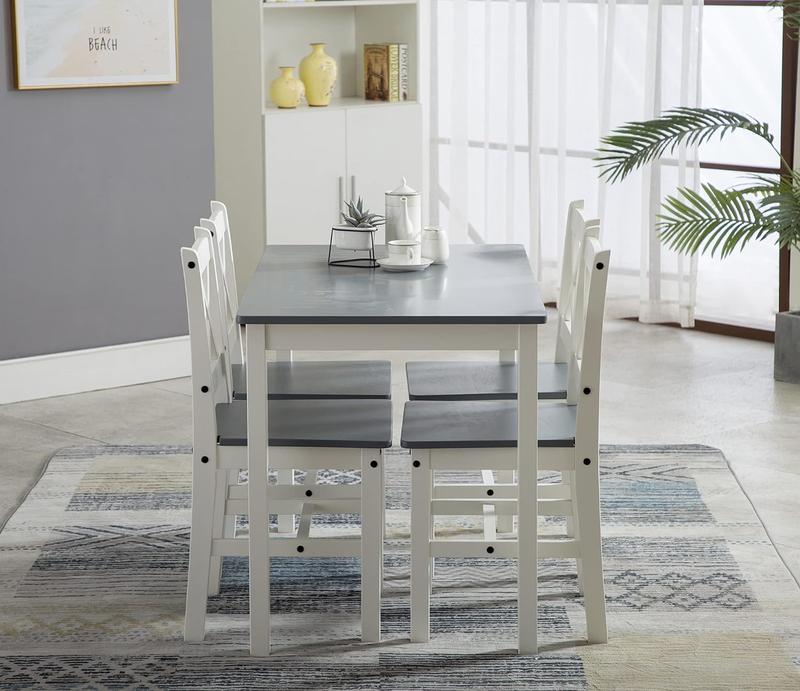 mcc direct Classic Solid Wooden Dining Table and 4 Chairs Set Kitchen Home 2