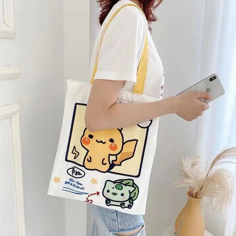 Kawaii Pokemon Character Tote Bag - Pikachu, Squirtle & Psyduck Designs - Perfect Gift For Pokemon Fan 4