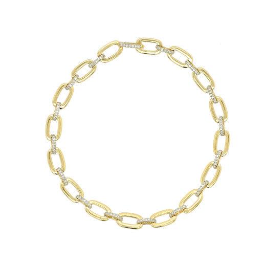 9CT YELLOW GOLD AND DIAMOND LINK BRACELET 0