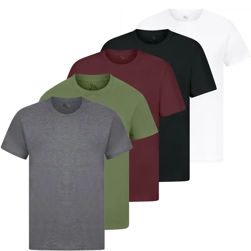 5 Pack Mens T Shirts 100% Cotton Plain Short Sleeve Tee T-Shirt Tops Bulk Menswear Set 6