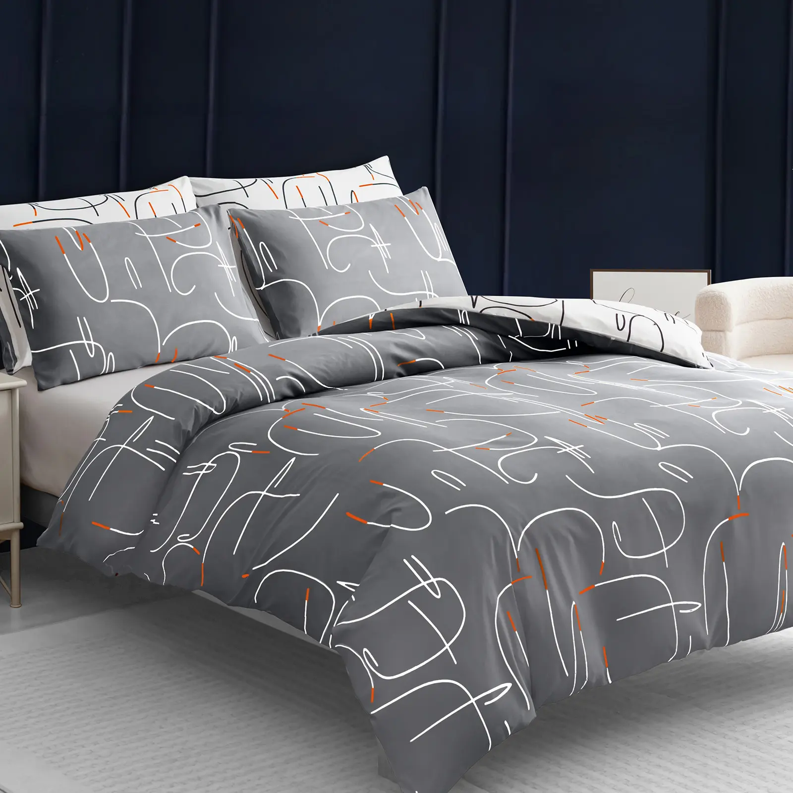 ECOCOTT Premium Duvet Cover Set with Pillowcases Luxurious Bedding Sets Single Double King Super King Size Quilt Cover Set Reversible Elements Patterened Duvet Cover with Zipper Closure