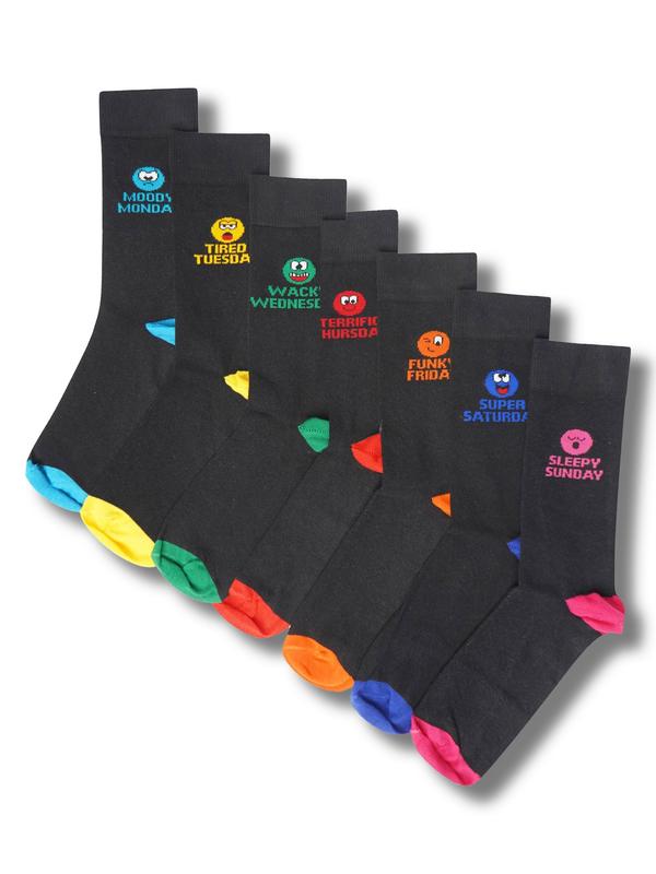 Boys 7 Pack Novelty Days of the Week Socks Mood Socks - Size UK Kids 9-12 (EU 27-30), 12-3 (EU 31-36) and 4-6 (EU 37-39) 0
