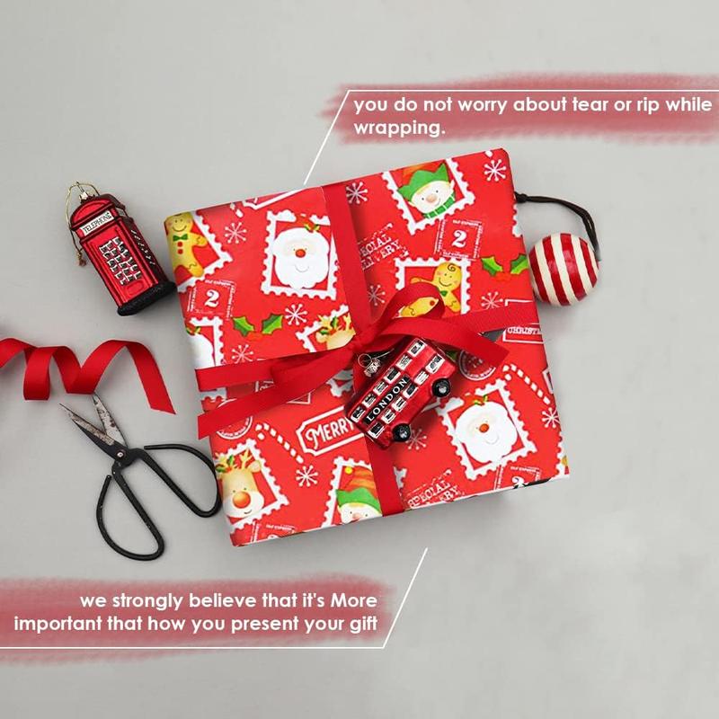 ANGIX Cute Christmas Wrapping Paper Roll with 32+ Matching Tags - 4 x 8m Sheets in 4 Different Colours 3