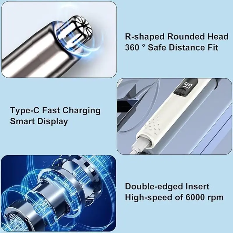 Premium Waterproof USB-C Rechargeable Nose & Ear Hair Trimmer – Electric Professional Clipper for Safe, Efficient Grooming, Perfect for Men & Women, Travel-Friendly & Gentle on Sensitive Skin 3