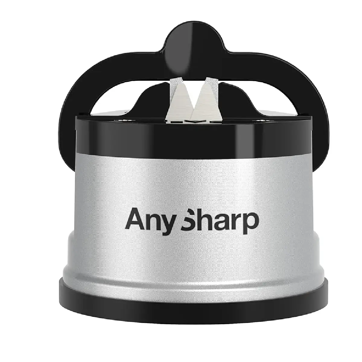 Knife Sharpener, Hands-Free Safety, PowerGrip Suction, Safely Sharpens All Kitchen Knives, Ideal for Hardened Steel & Serrated, World's Best, Compact, One Size, Silver Sharpening Plastic