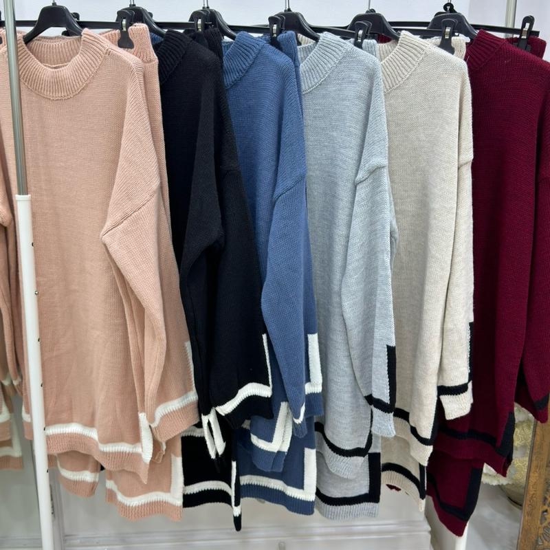 Women's Knit Co-ord with contrasting Stripe Design - Loose Fit 1
